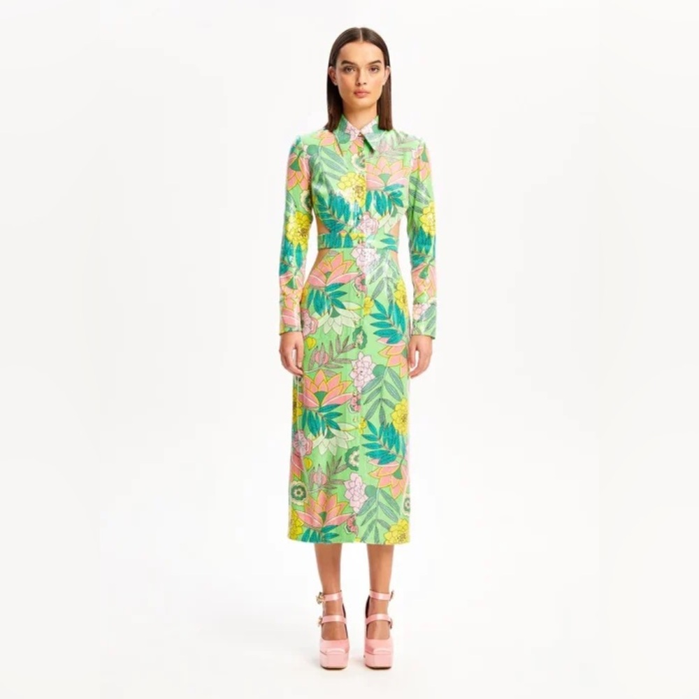 Alice McCall All That Glitters Cut Out Midi Dress in Clover Size 2